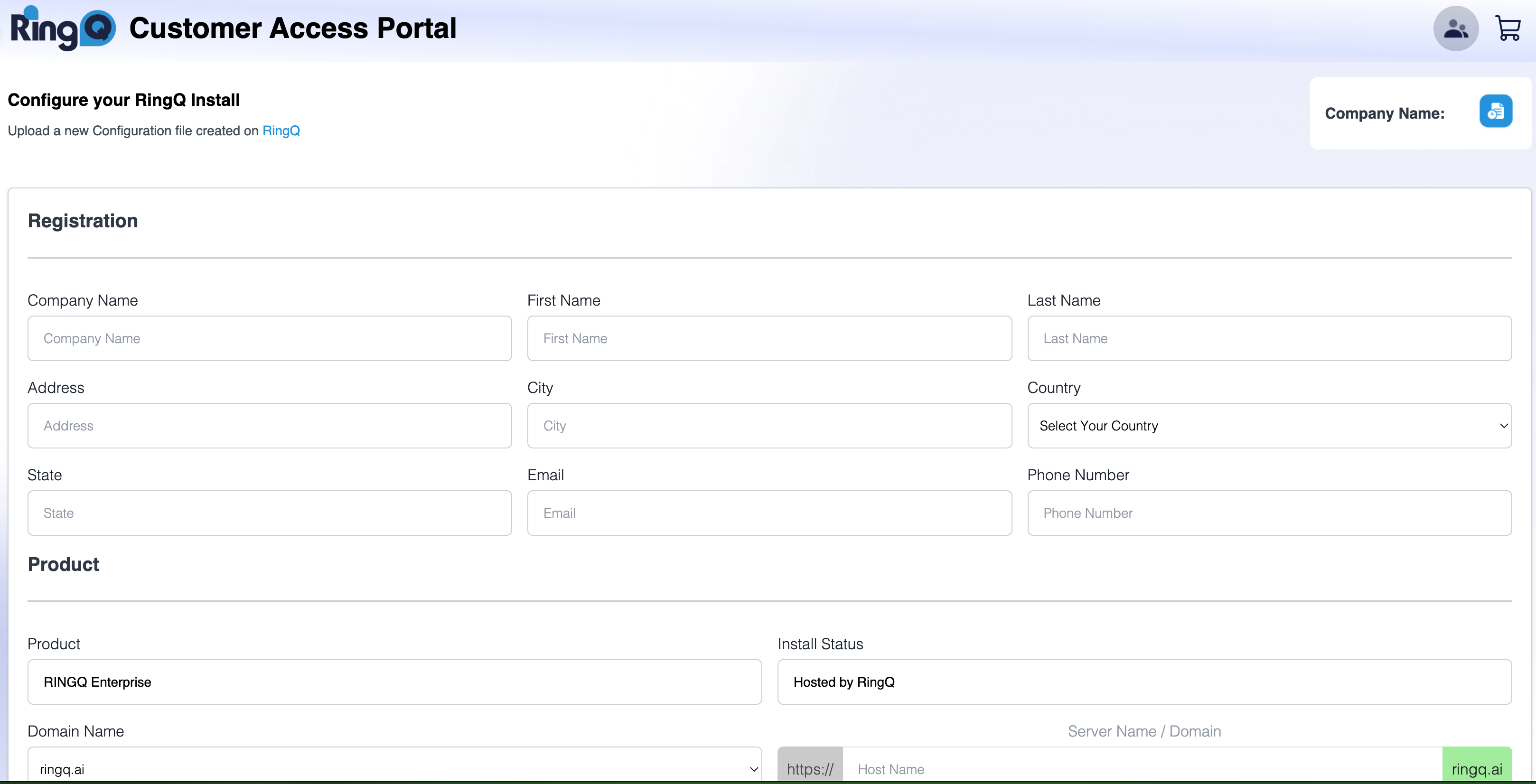 RingQ License Registration Page